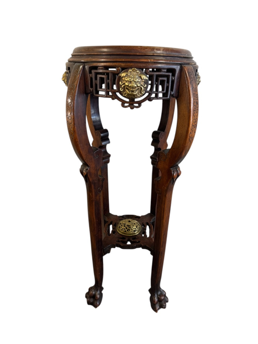 Sellette en bois sculpté et ornements en bronze Viardot