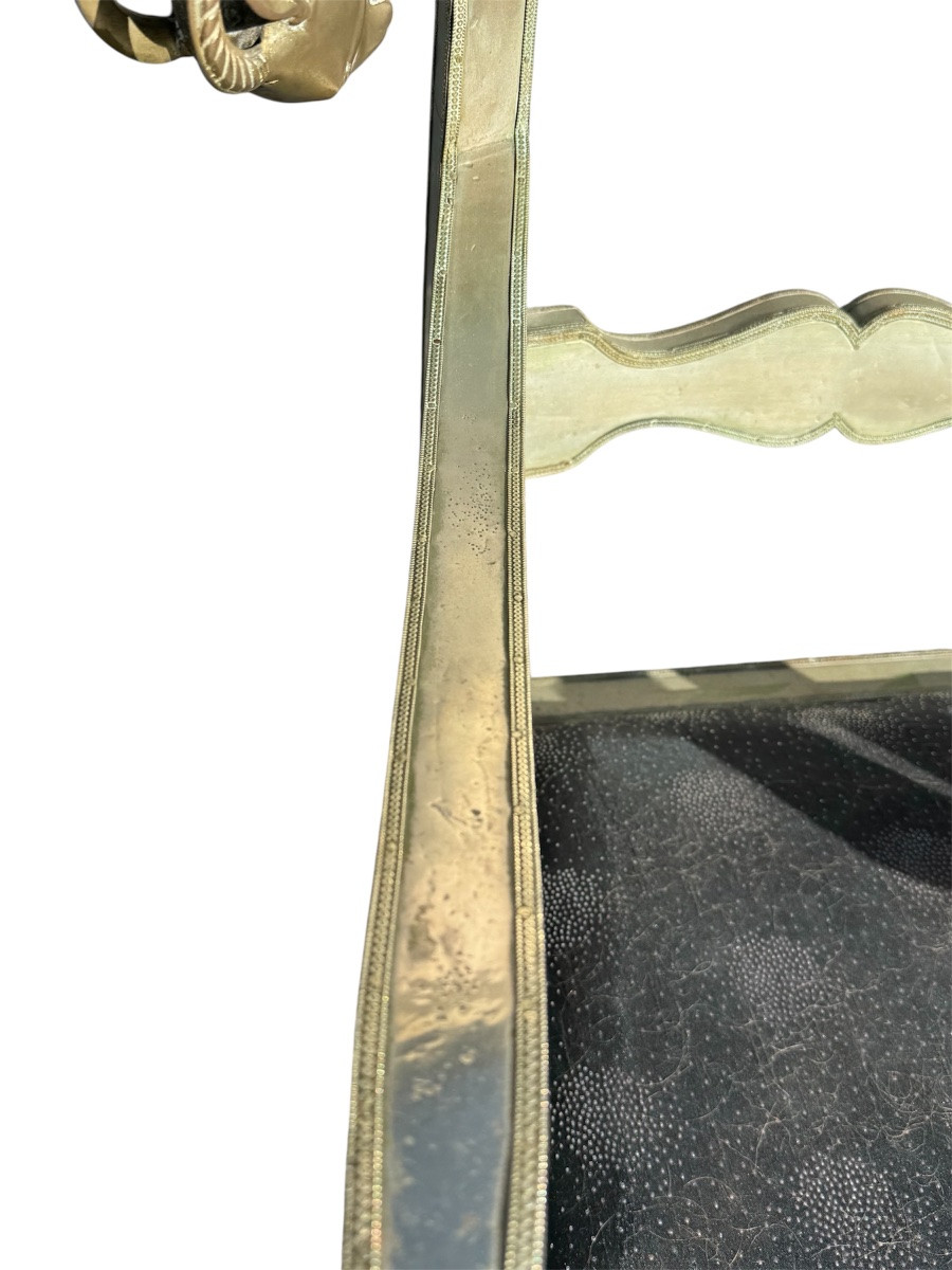 Pair Of Anglo-indian Silver-plated Metal Armchairs With Ram's Heads – 20th Century-photo-3