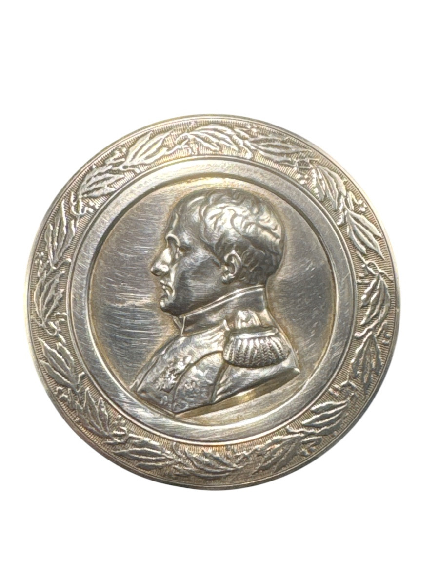Solid Silver Box - Profile Of Napoleon I - Vermeil Inside - Minerve Hallmark 1st Title