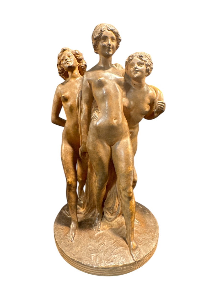 Joé Descomps-Cormier – Groupe de trois femmes nues – Terre cuite patinée – Édition