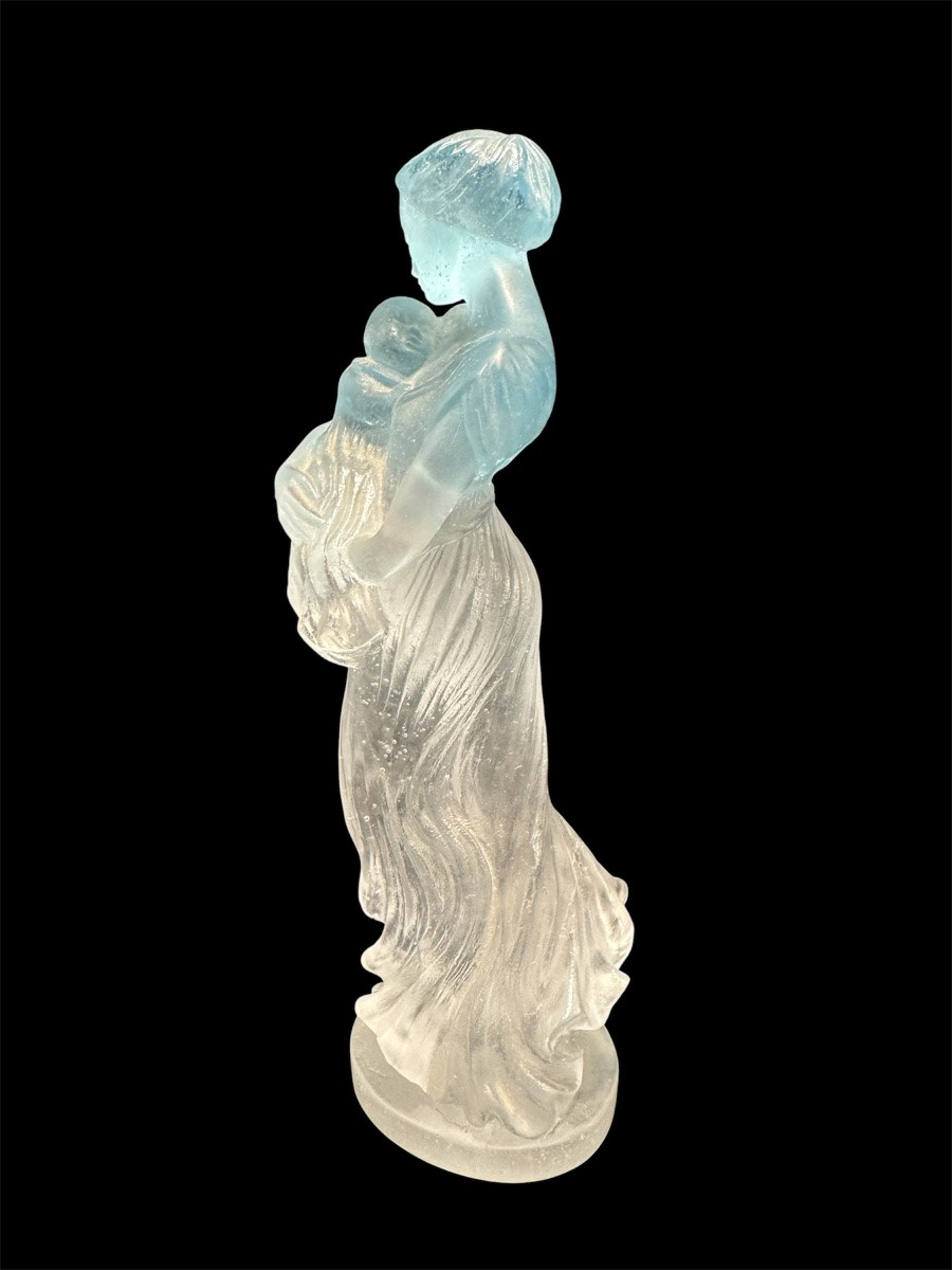 Daum France - Crystal Sculpture, Maternity, 20th Century, Signed-photo-3
