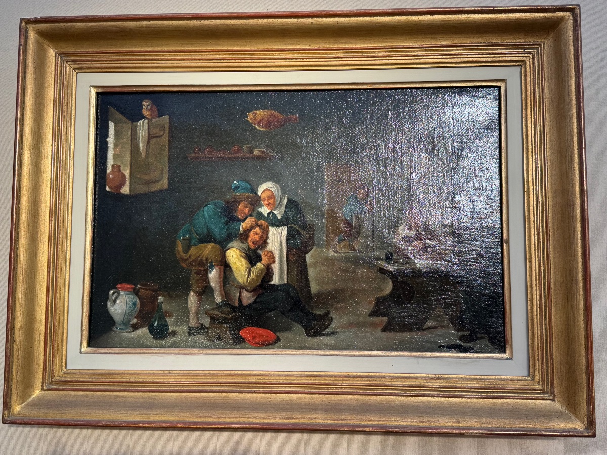 École flamande XIXe – L’Opération chirurgicale, d’après David Teniers le Jeune-photo-2