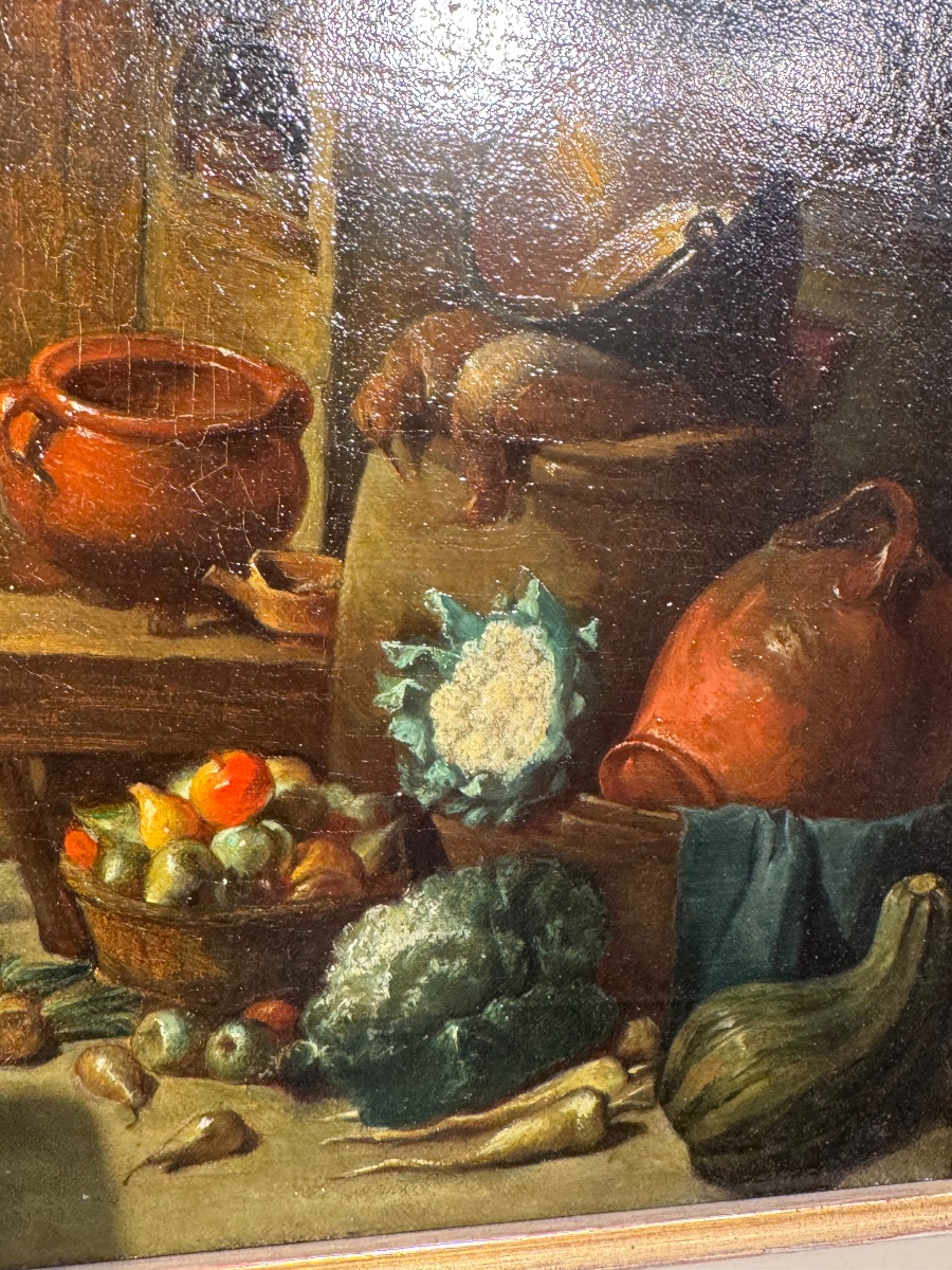 École flamande XIXe – La Cuisine, d’après David Teniers le Jeune-photo-3