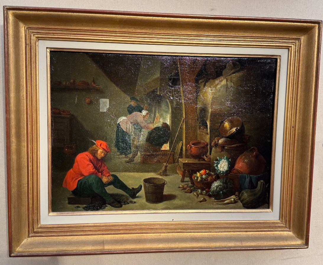 École flamande XIXe – La Cuisine, d’après David Teniers le Jeune