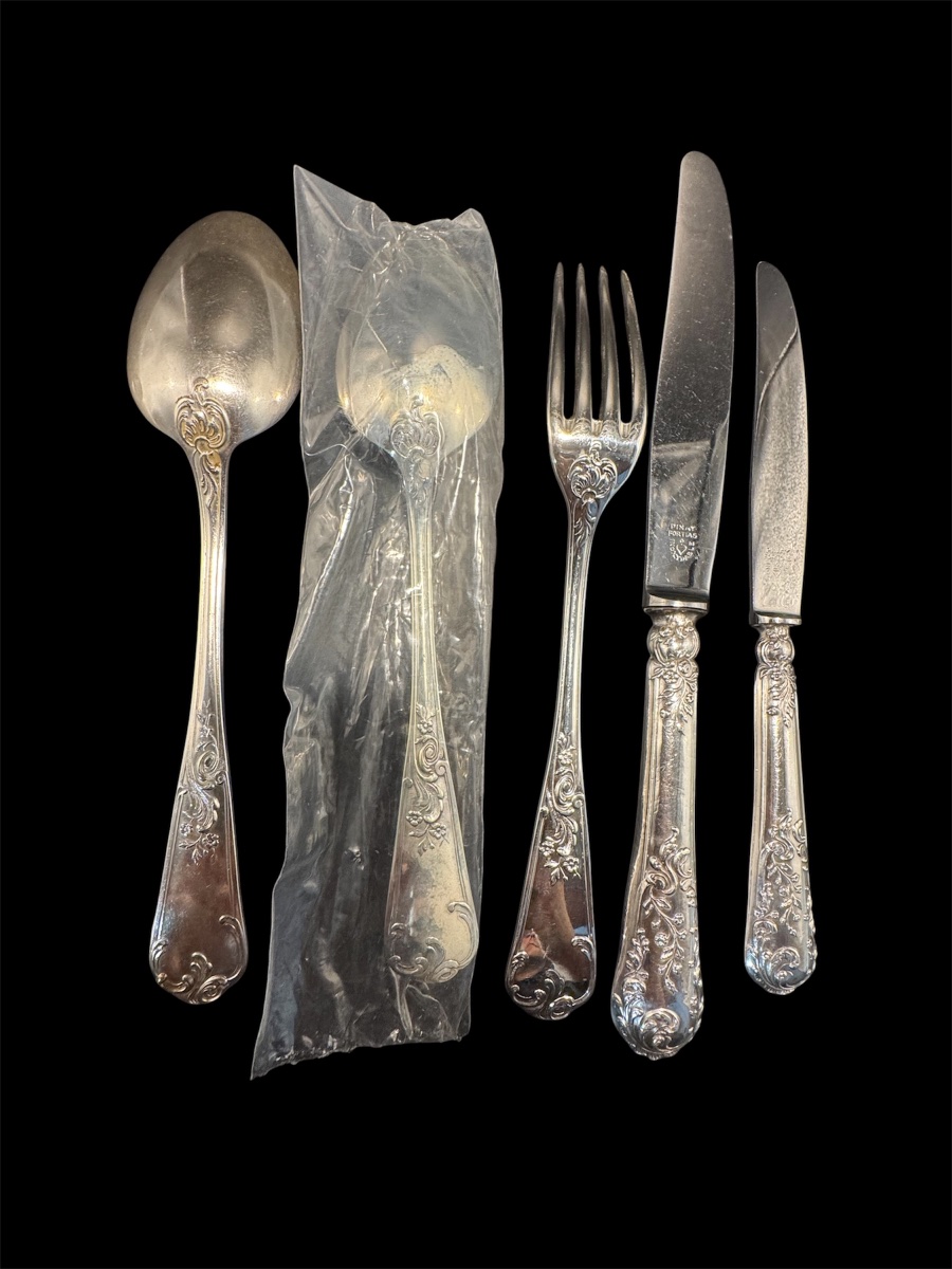 Large Silver-plated Kitchen Set – Saint-médard, Le Chardon, And Pinay Fortias – 48 Pieces-photo-3