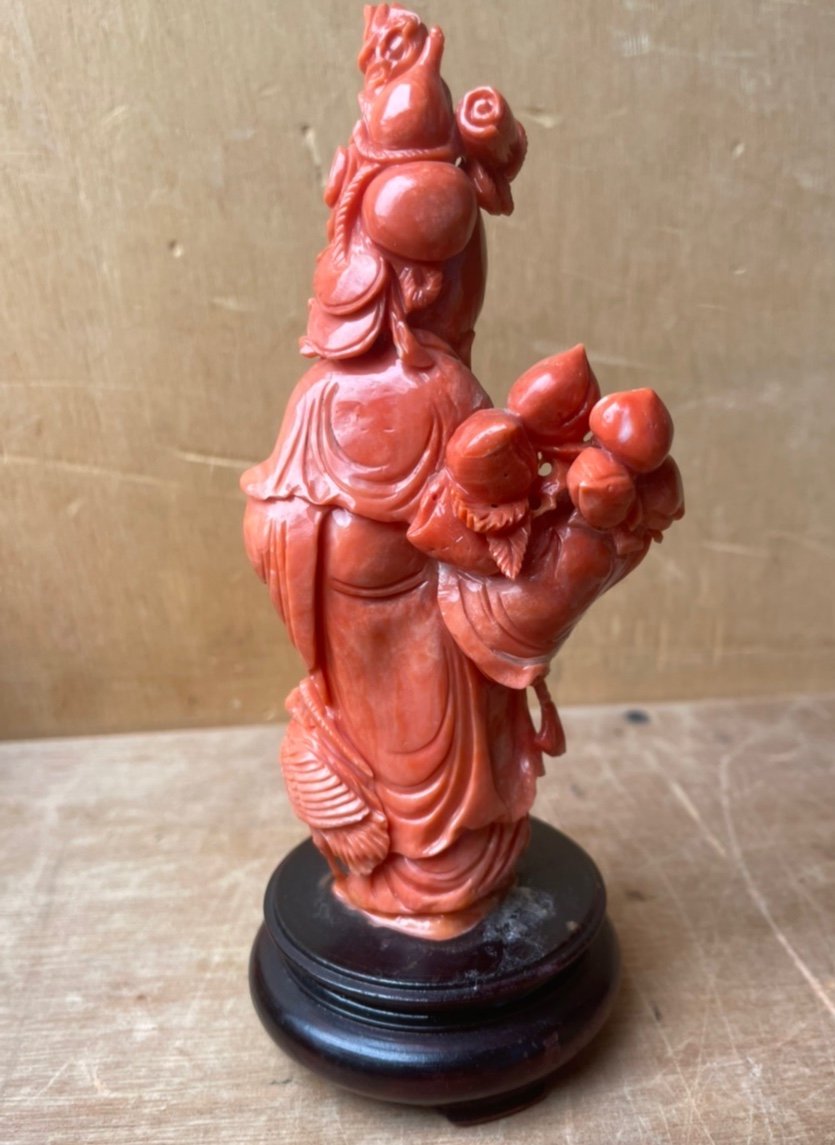 Shou-lao In Carved Red Coral-photo-2