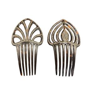 Pair Of Horn Combs With Rhinestone