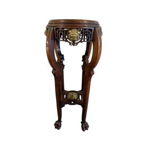 Sellette en bois sculpté et ornements en bronze Viardot