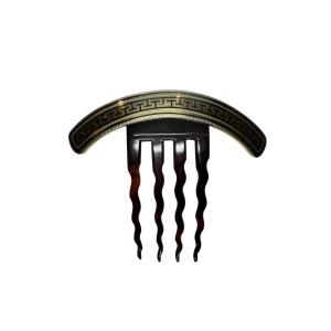 Peigne de coiffure Napoléon III en écaille et vermeil – frise grecque – XIXe siècle