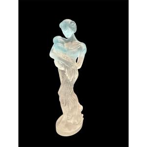 Daum France - Crystal Sculpture, Maternity, 20th Century, Signed