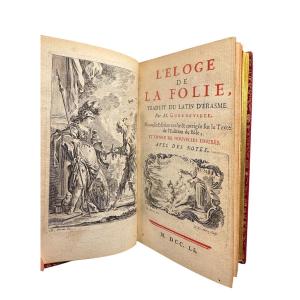 Érasme – L’Éloge de la Folie – 1751 – Reliure plein cuir d’époque – Illustré