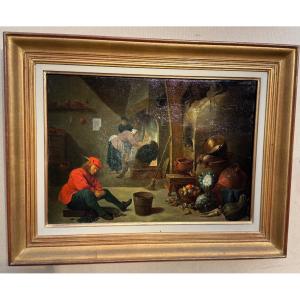 École flamande XIXe – La Cuisine, d’après David Teniers le Jeune