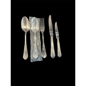 Large Silver-plated Kitchen Set – Saint-médard, Le Chardon, And Pinay Fortias – 48 Pieces
