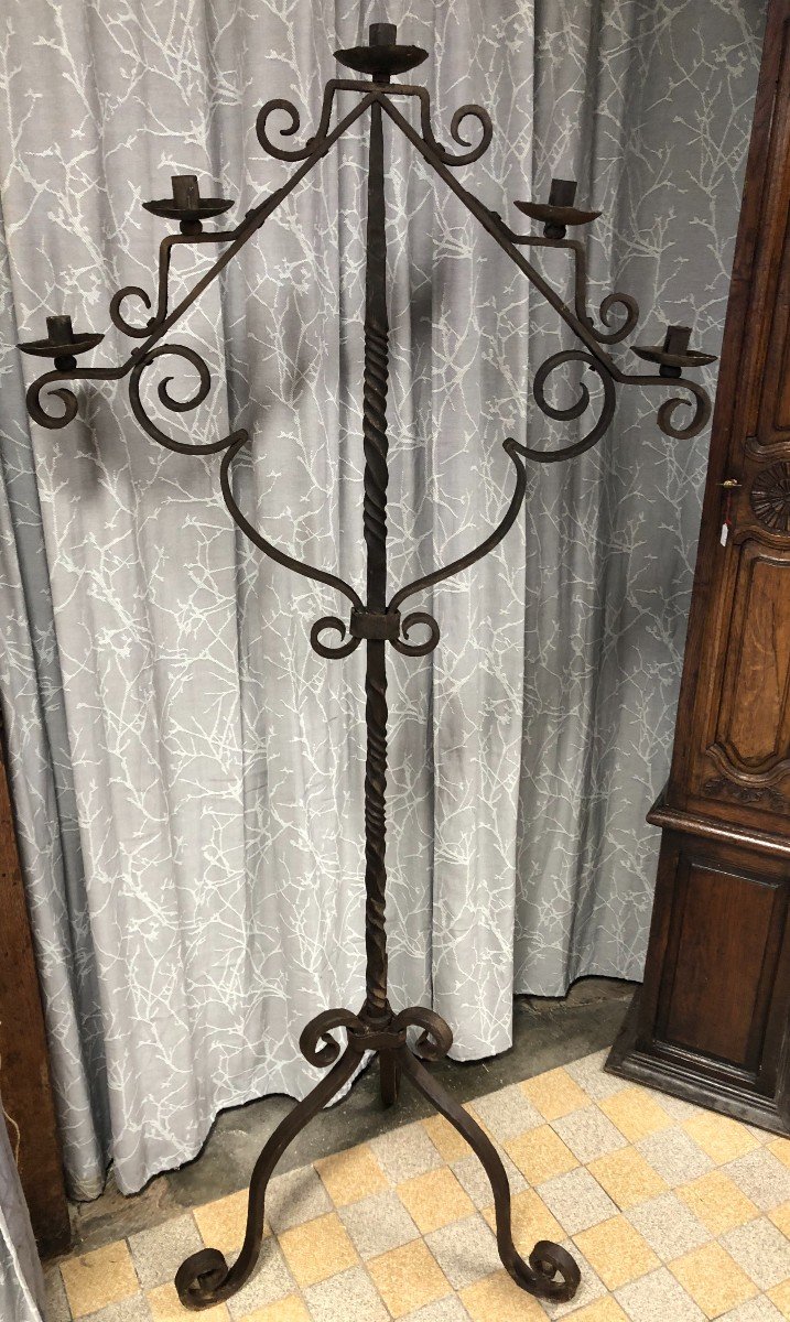 Wrought Iron Tripod Candlestick