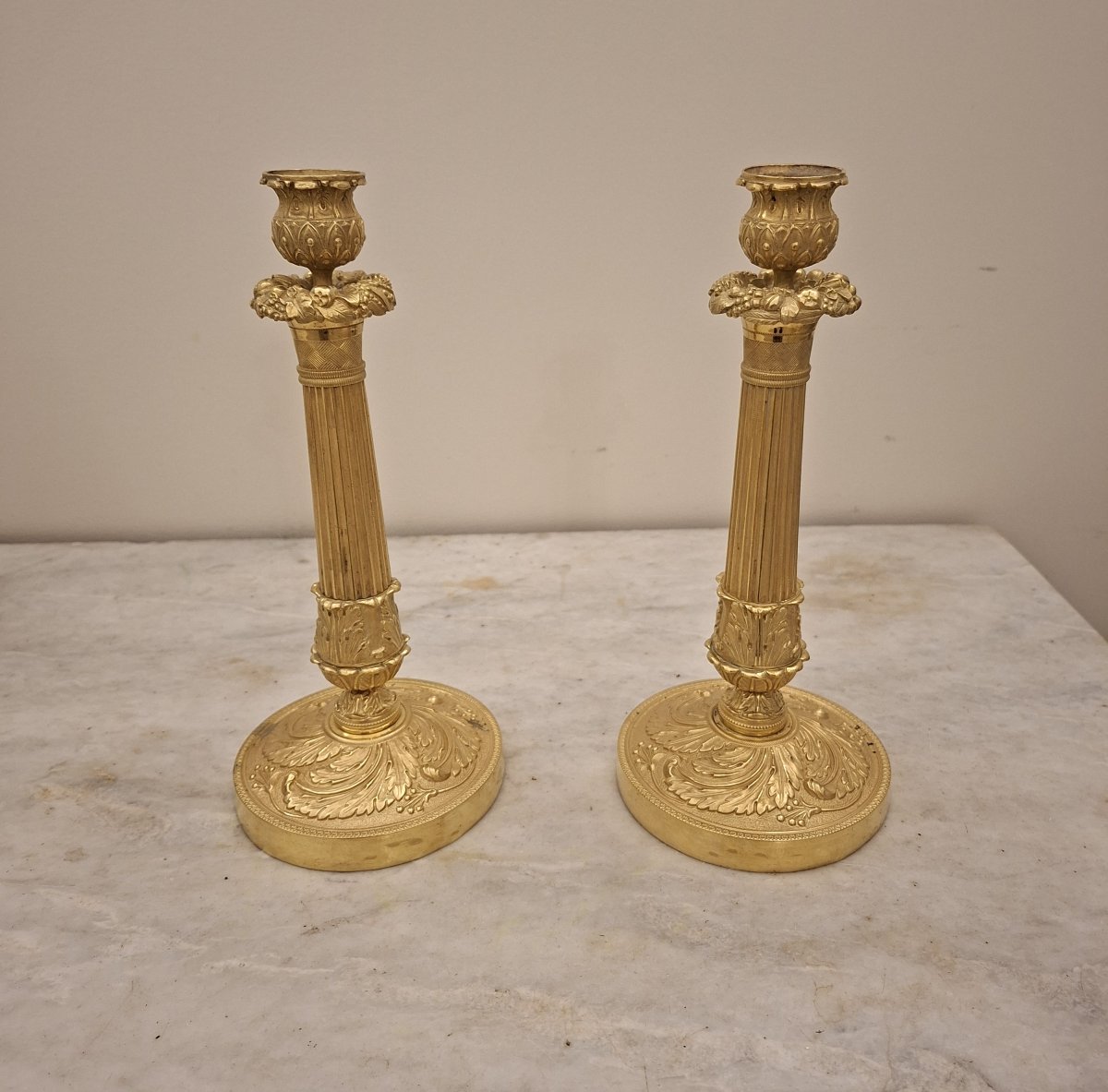 Flambeaux en bronze doré