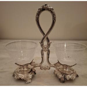 Salière double argent et cristal