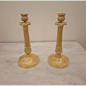 Flambeaux en bronze doré