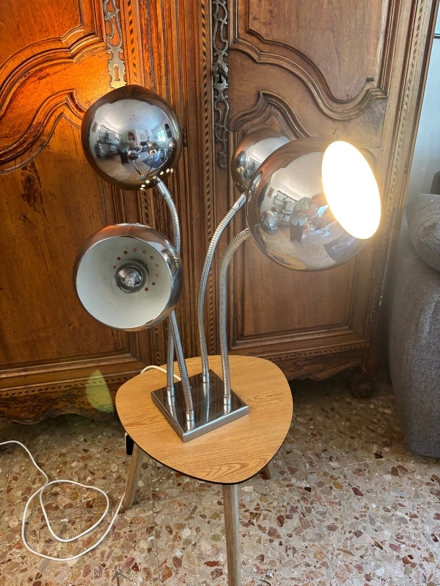 Lampe à poser design vintage en métal chromé – Années 1970-photo-3