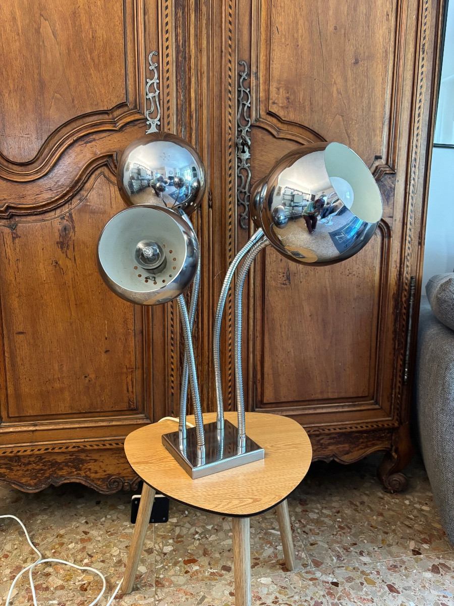 Lampe à poser design vintage en métal chromé – Années 1970-photo-4