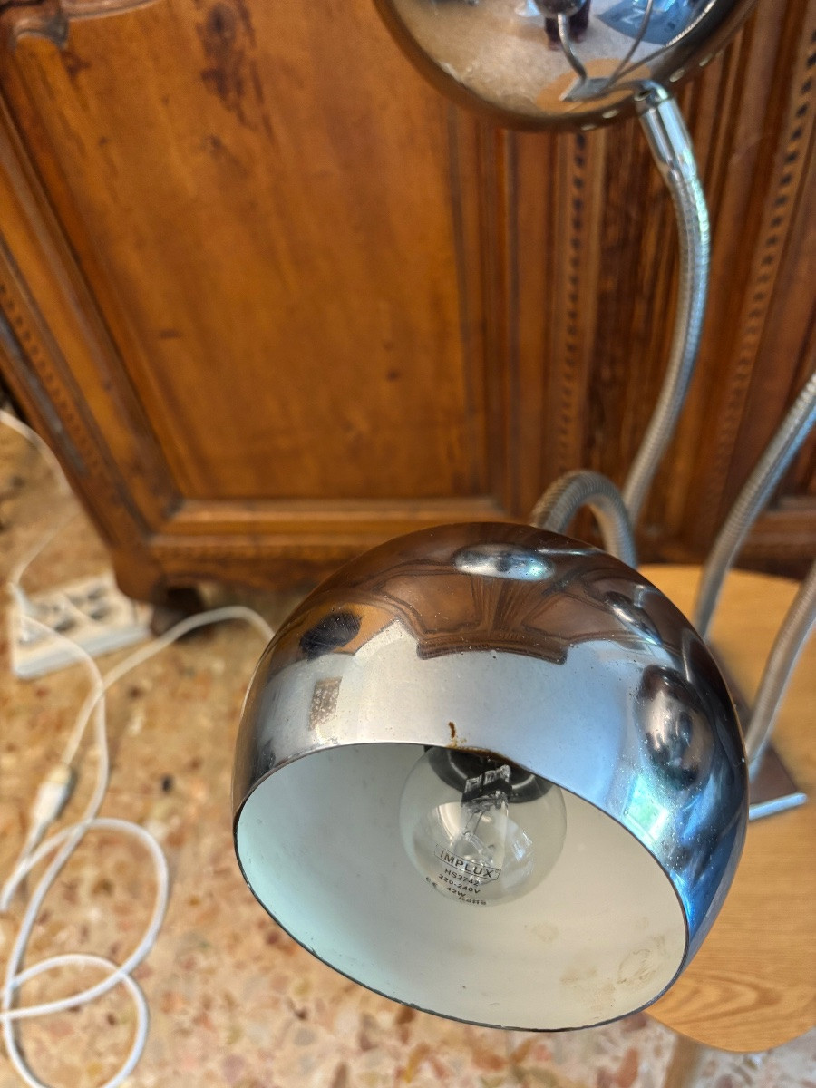 Lampe à poser design vintage en métal chromé – Années 1970-photo-1