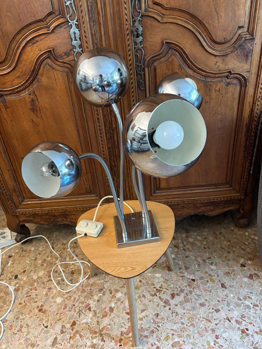 Lampe à poser design vintage en métal chromé – Années 1970-photo-6