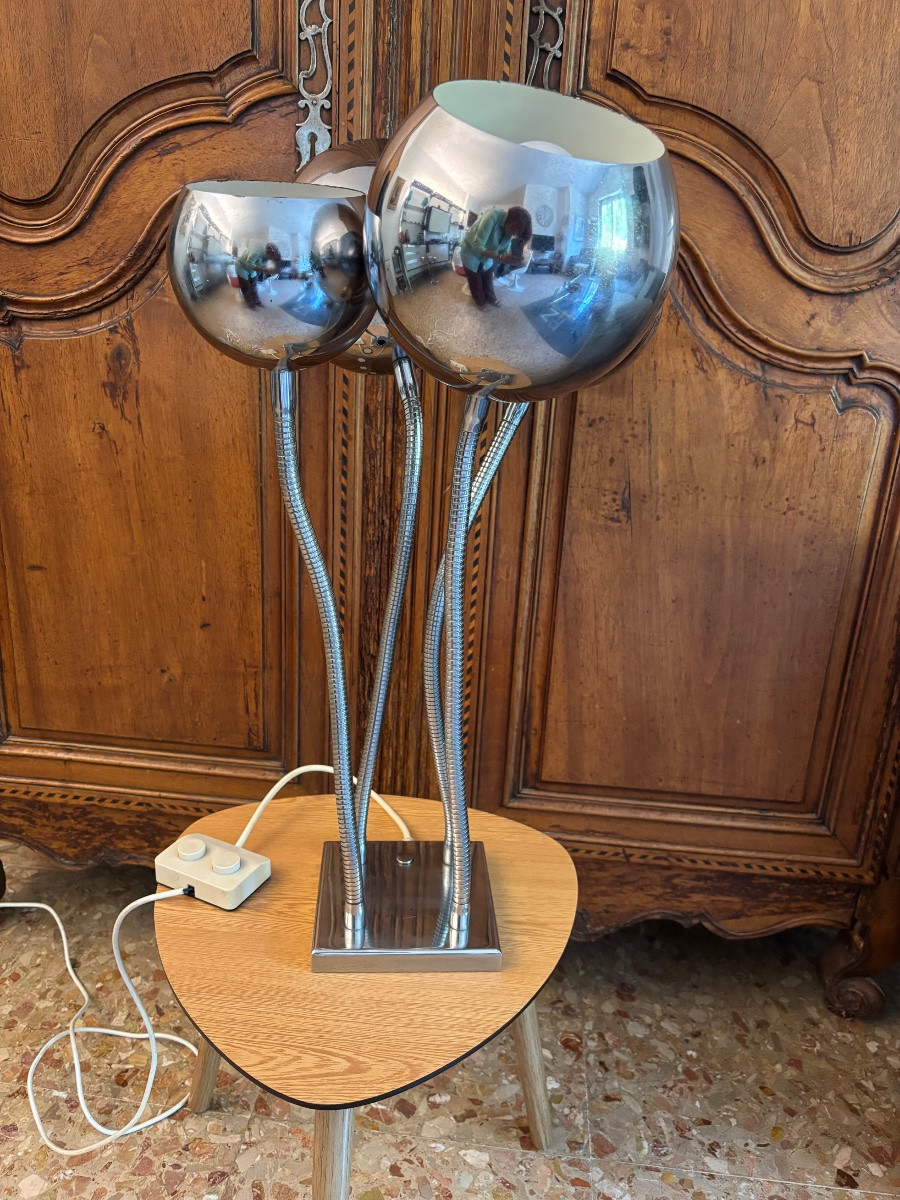 Lampe à poser design vintage en métal chromé – Années 1970-photo-7