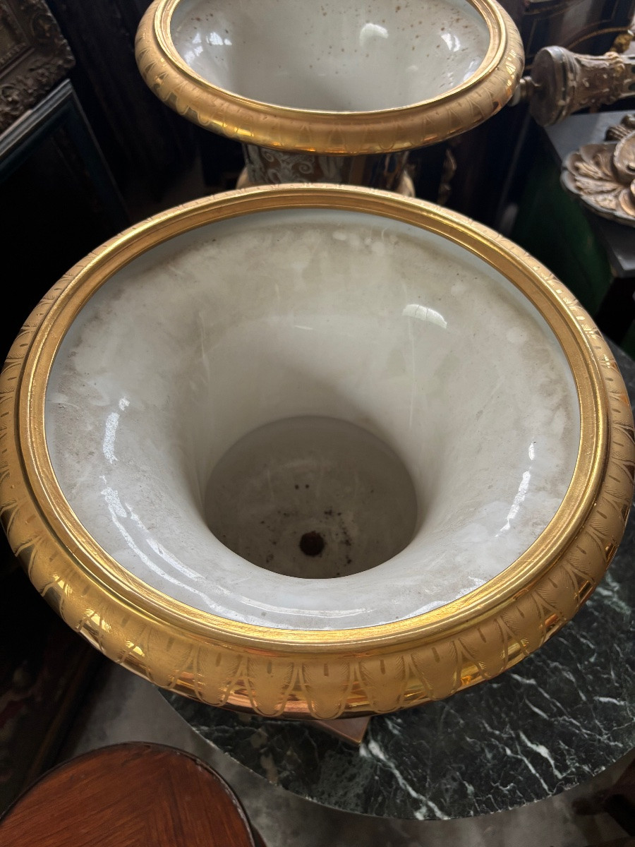 Paire de vase Médicis en porcelaine XIXème -photo-5