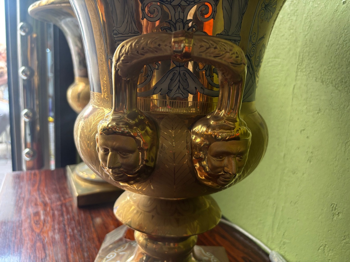 Paire de vase Médicis en porcelaine XIXème -photo-7