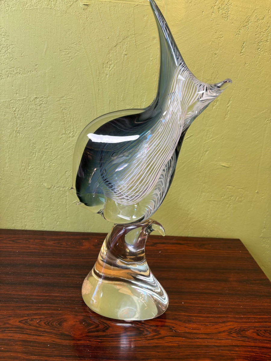 Sculpture en verre de Murano : Poisson stylisé -photo-2