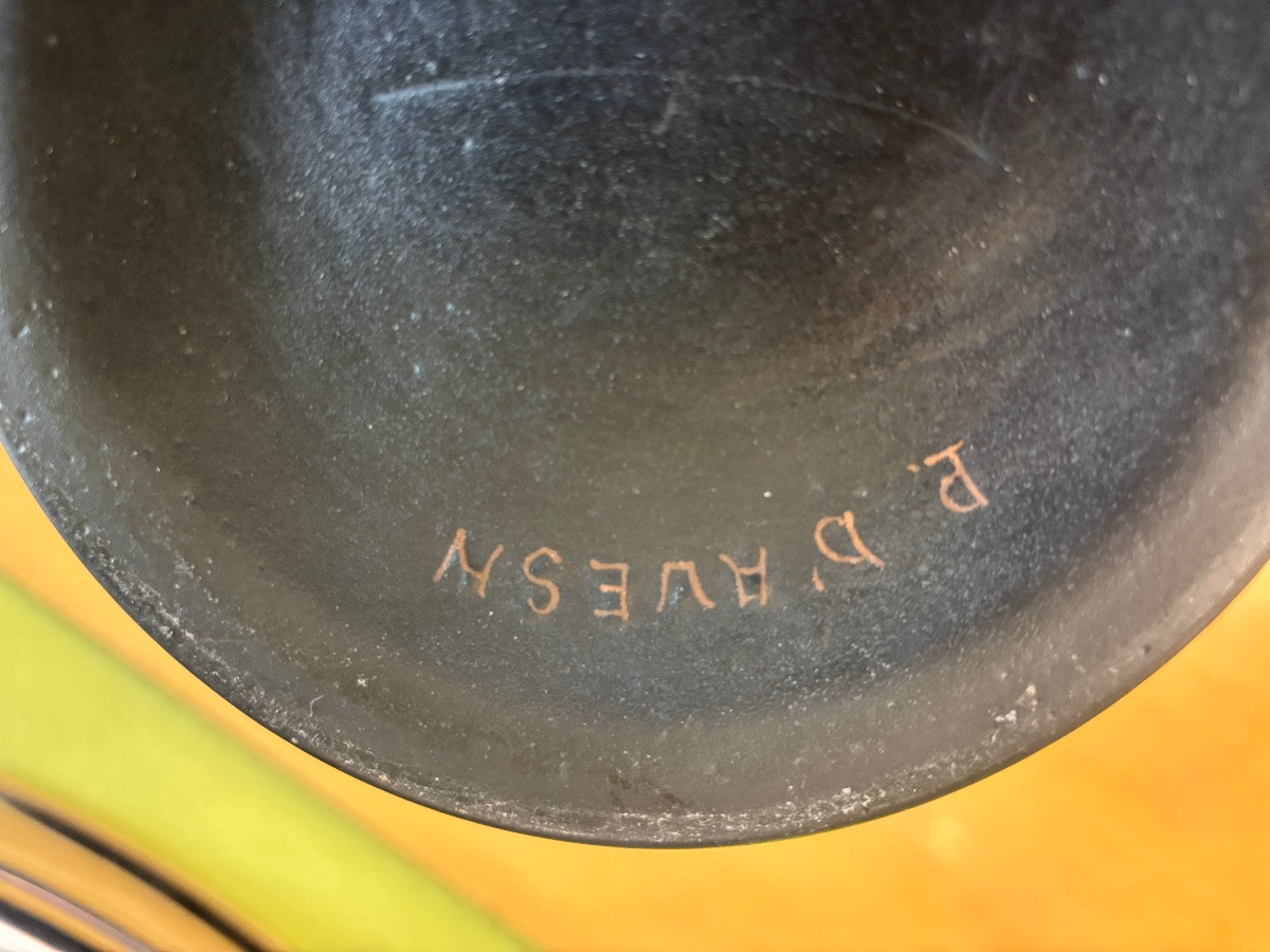 Large Black Molded Glass Vase "bird Of Paradise" By Pierre d'Avesn (1901–1990)-photo-6