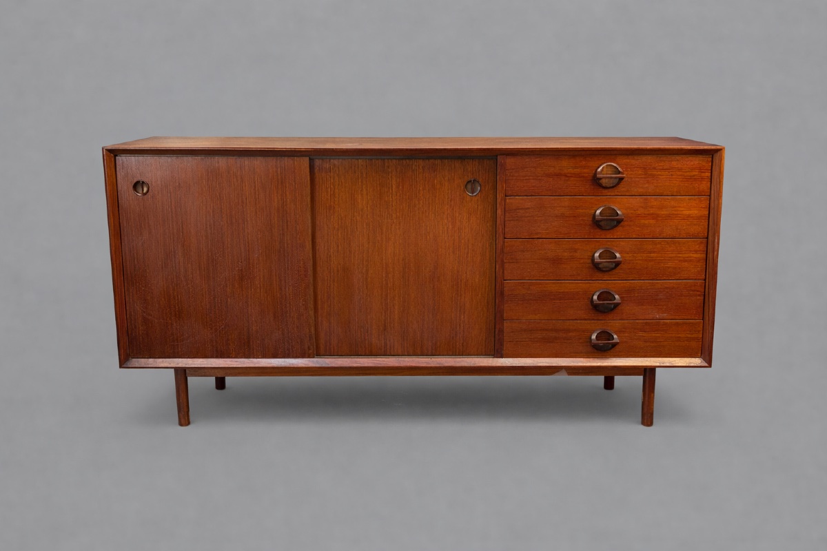 Georges Coslin Sideboard For Faram In Teak With Reversible Doors, 1950s/60s-photo-2