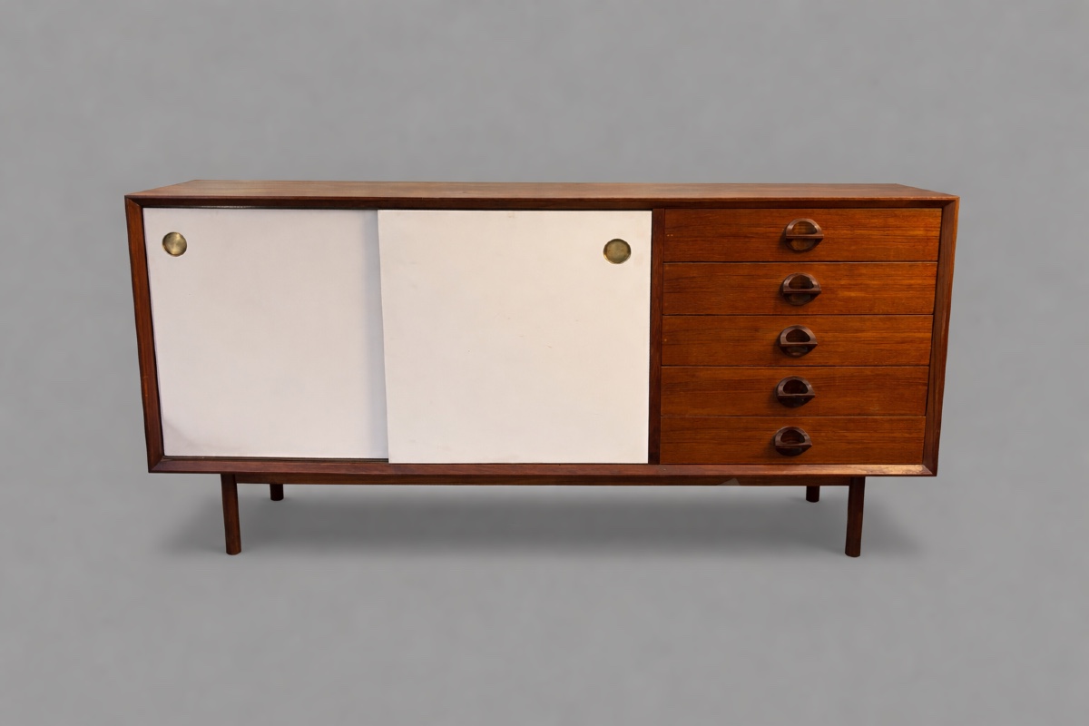 Georges Coslin Sideboard For Faram In Teak With Reversible Doors, 1950s/60s