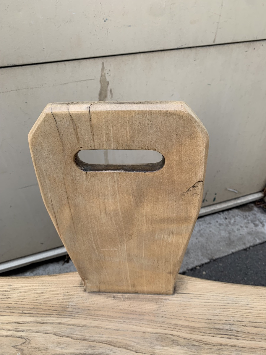 Banc à trois dossiers – Bois massif – Années 1950-photo-4