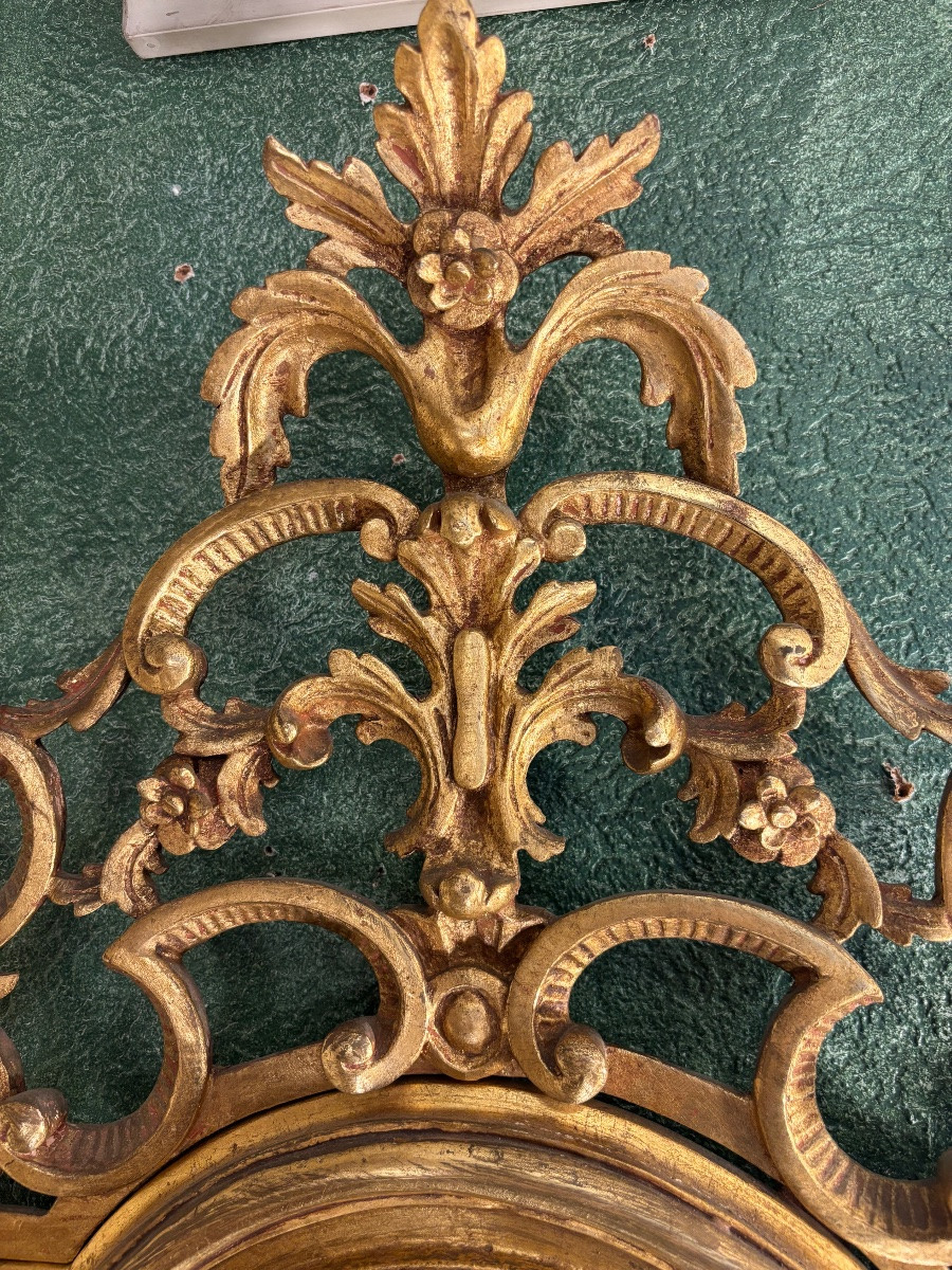 Miroir en bois doré sculpté et doré style Louis XVI-photo-2