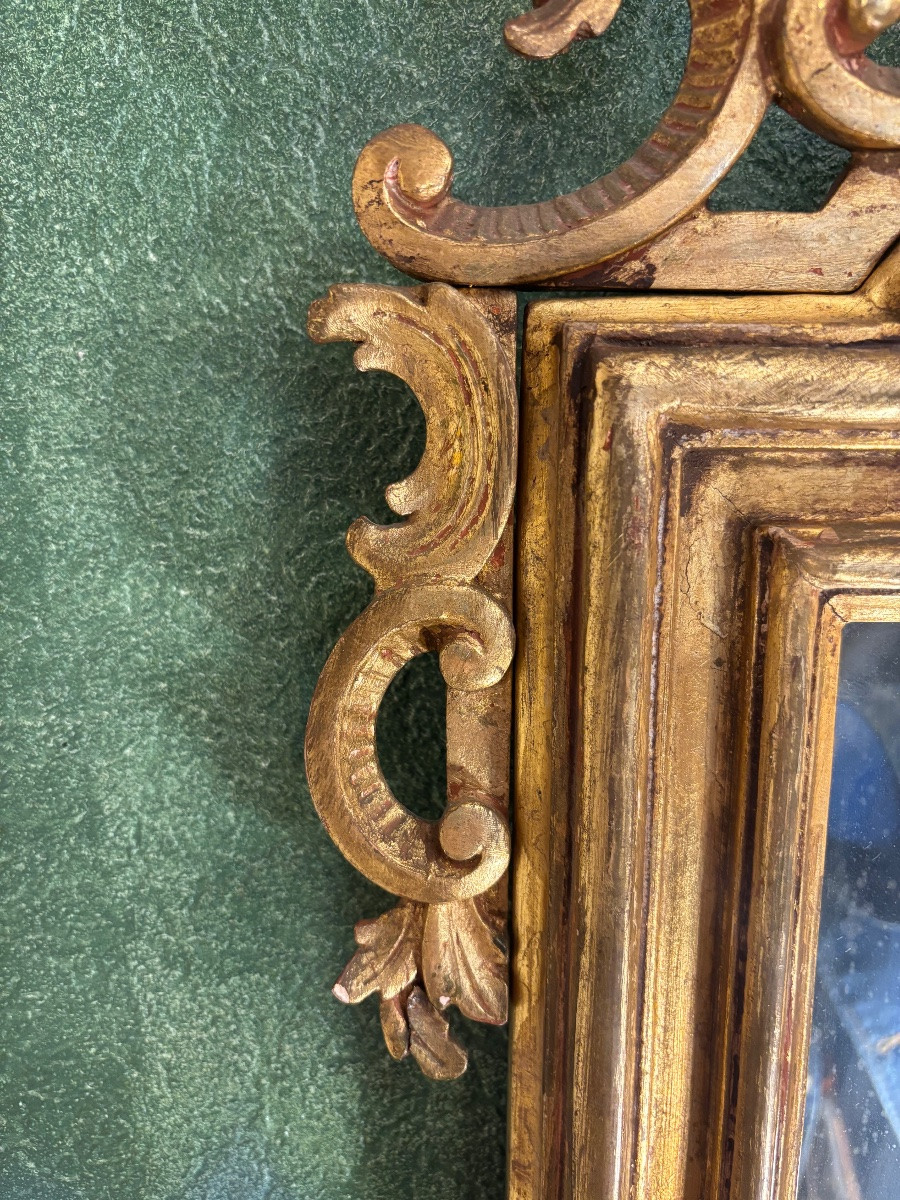 Miroir en bois doré sculpté et doré style Louis XVI-photo-3