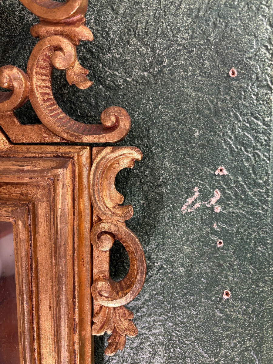 Miroir en bois doré sculpté et doré style Louis XVI-photo-4