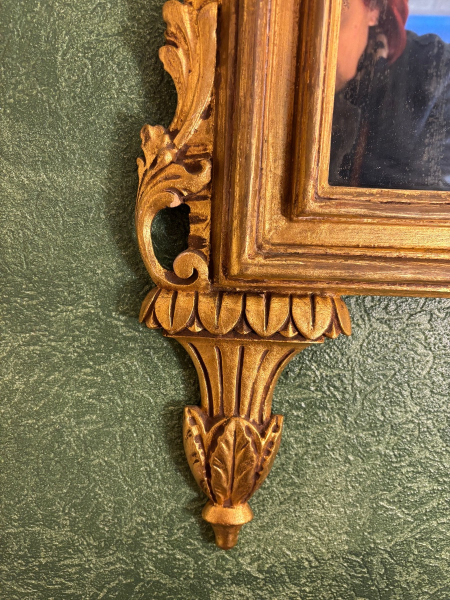 Miroir en bois doré sculpté et doré style Louis XVI-photo-1