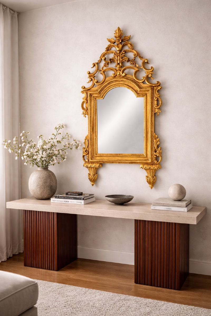 Miroir en bois doré sculpté et doré style Louis XVI-photo-5