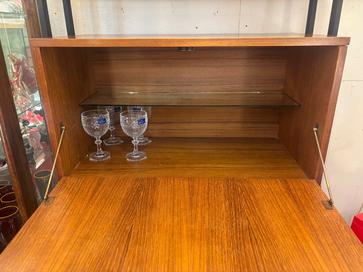 Elegant Scandinavian Bookcase-bar, 1960s-photo-3