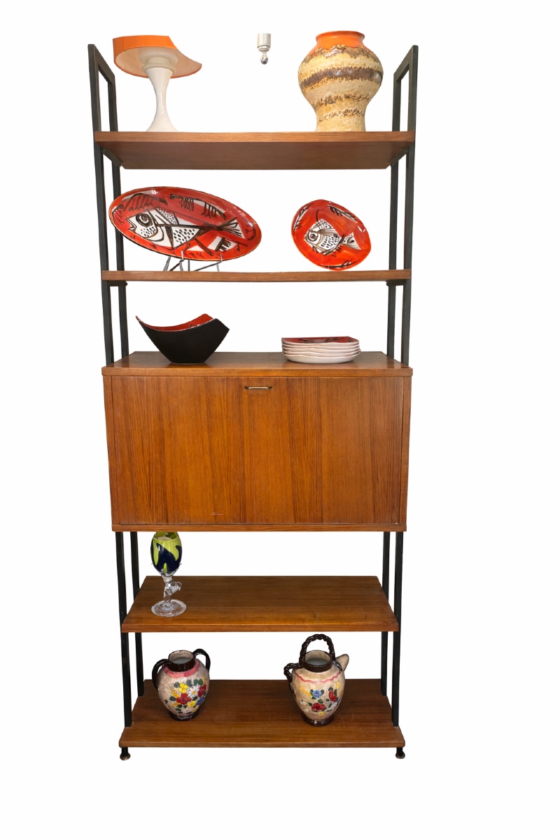 Elegant Scandinavian Bookcase-bar, 1960s-photo-1