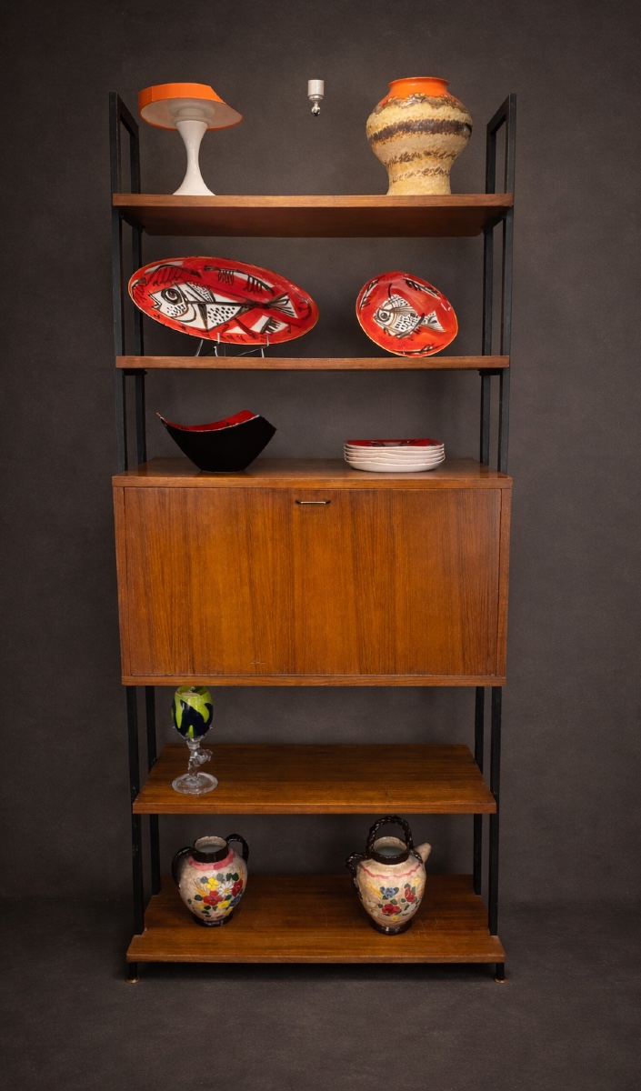 Elegant Scandinavian Bookcase-bar, 1960s
