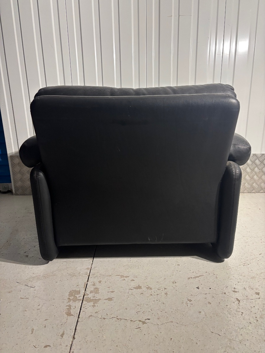 Black Leather Armchair – Tobia Scarpa For B&b Italia-photo-3