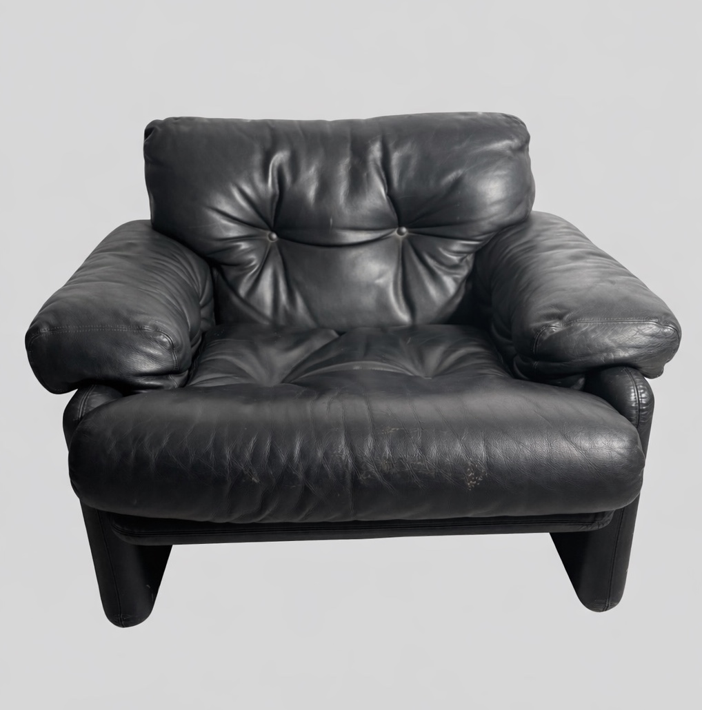 Black Leather Armchair – Tobia Scarpa For B&b Italia