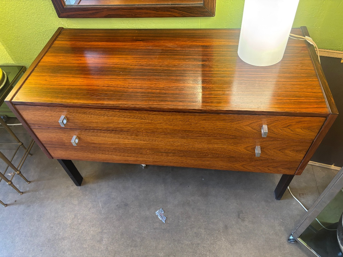 Commode moderniste avec miroir attribuée à Pierre Guariche – années 60-photo-3