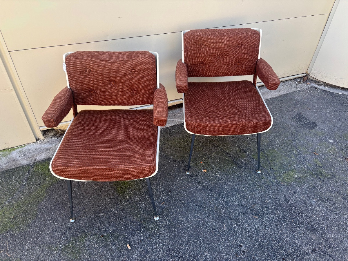Paire de fauteuils par Alain Richard – design français années 1950/60-photo-3