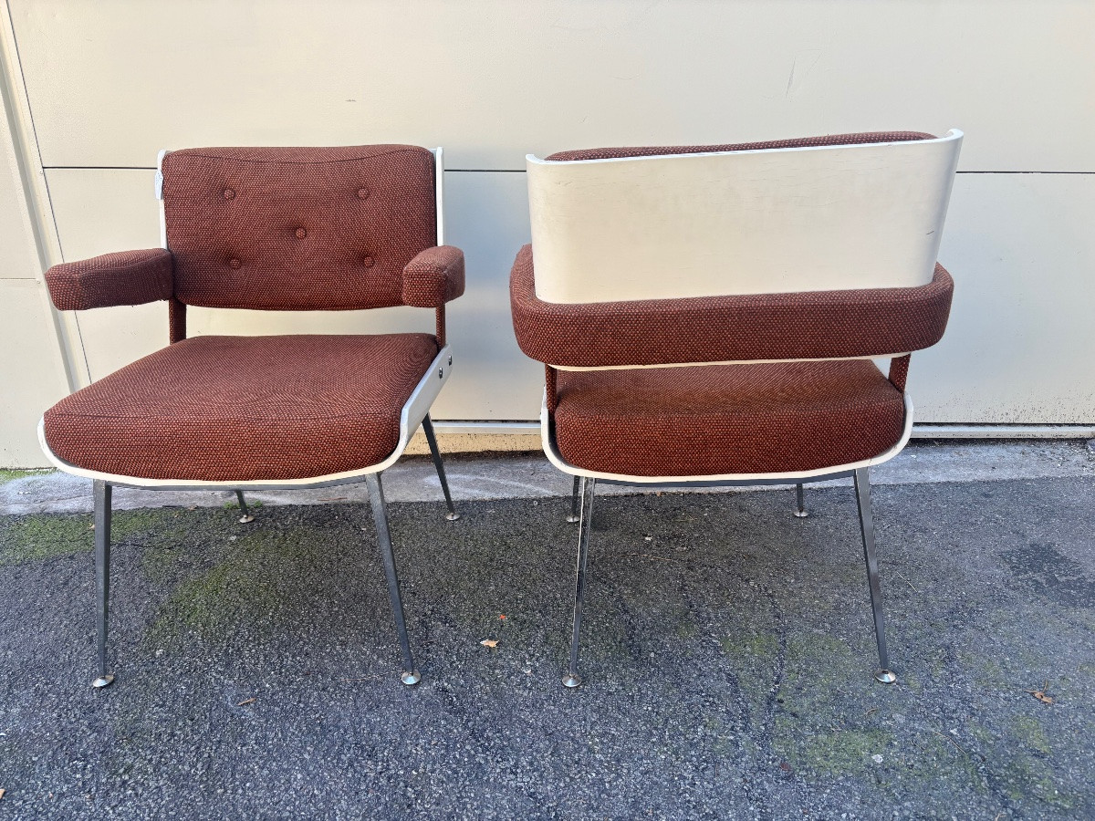 Paire de fauteuils par Alain Richard – design français années 1950/60-photo-4