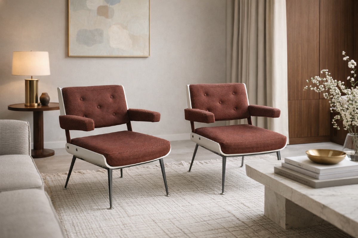 Paire de fauteuils par Alain Richard – design français années 1950/60-photo-7
