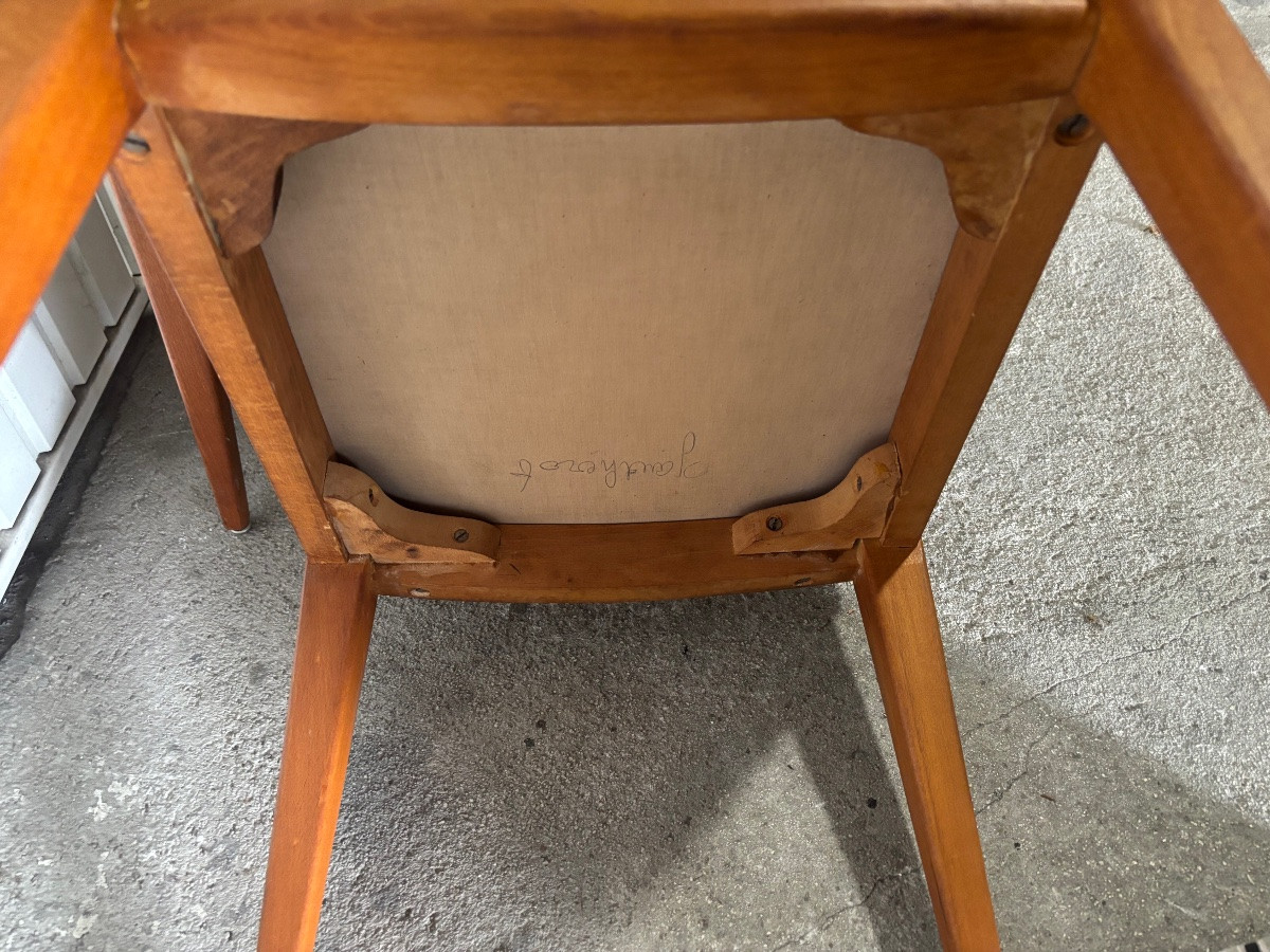 Set Of 4 Danish Chairs In Solid Wood And Black Vinyl – Scandinavian Design, 1960s-photo-5