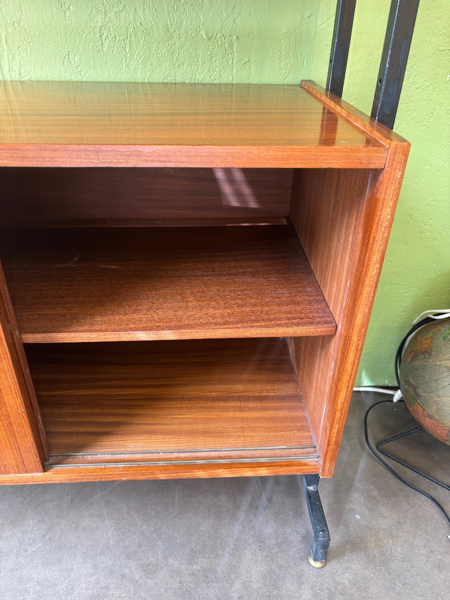Bibliothèque vintage modulable bois & métal – esprit moderniste années 60-photo-3