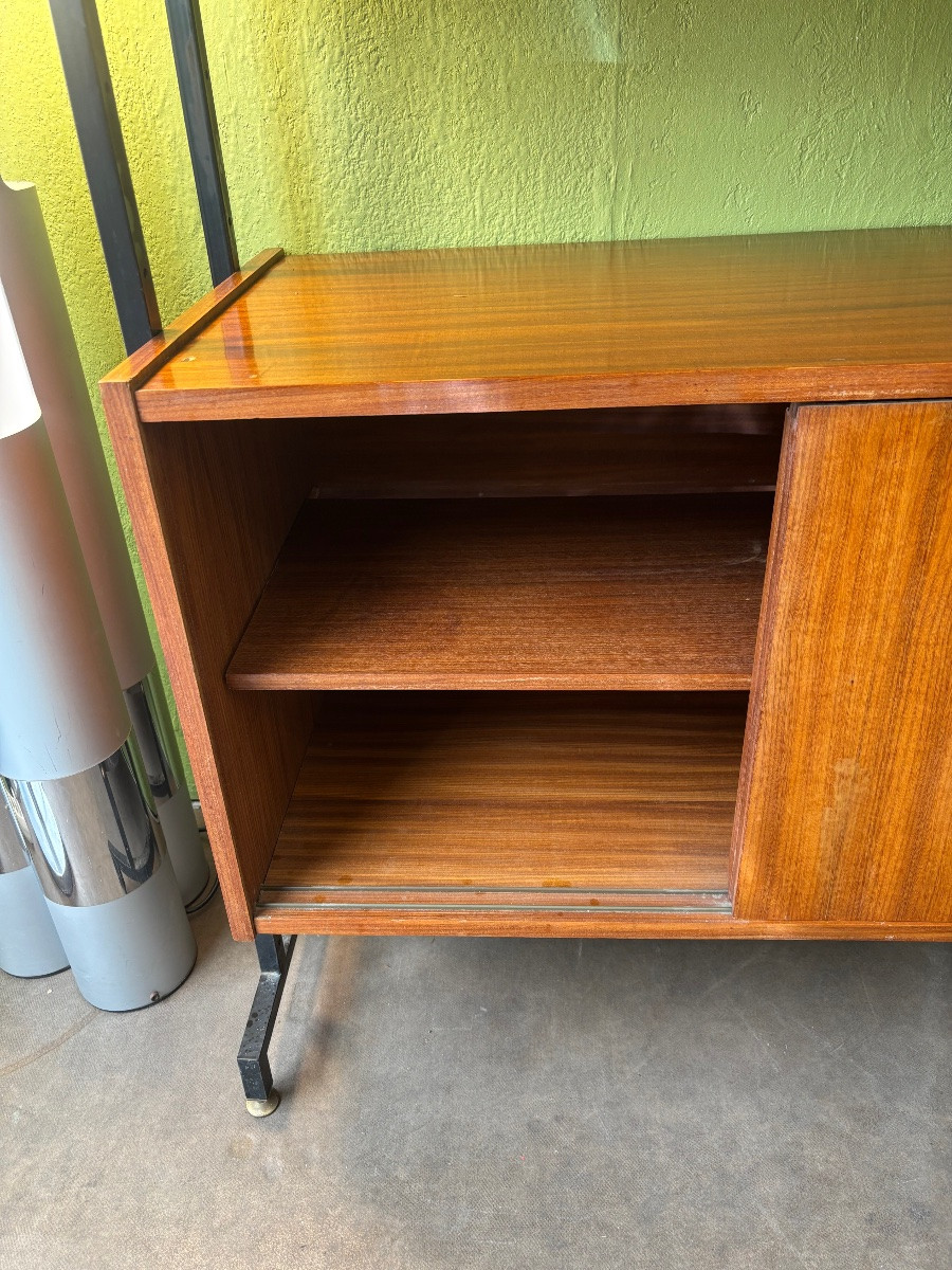 Bibliothèque vintage modulable bois & métal – esprit moderniste années 60-photo-2